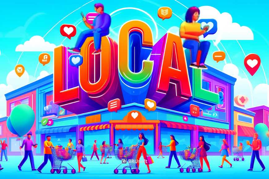 vector art illustration depicting the concept of Leveraging Social Media for Hyperlocal Advertising
